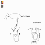 ST651.538.14 Встраиваемый поворотный светильник Белый LED 1*14W 3000K 1 100Lm Ra&gt;90 120° IP20 D105xH68 170-240VV