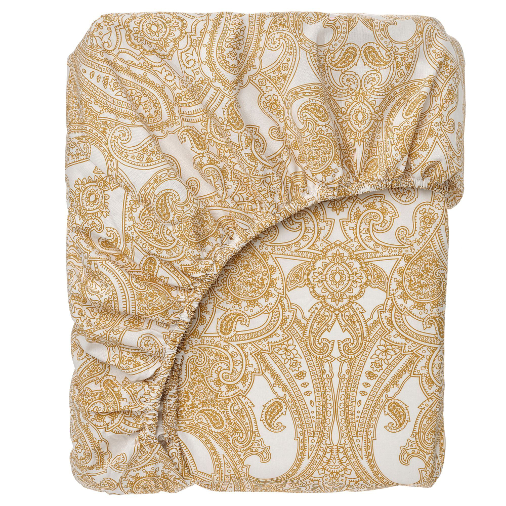 Простыня на резинке IKEA JATTEVALLMO (ЙЭТТЕВАЛЛМО), Желтый с рисунком, 180х200 см