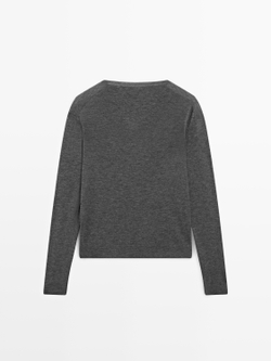 Massimo Dutti Вязаный свитер из смеси шелка и шерсти, серый