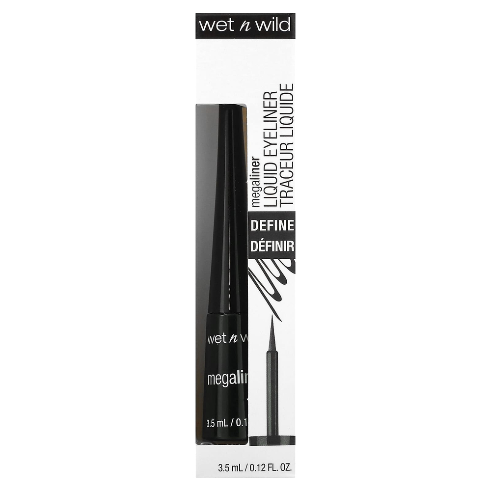 wet n wild, MegaLINEr, жидкая подводка для глаз, черная, 3,5 мл (0,12 жидк. унции)