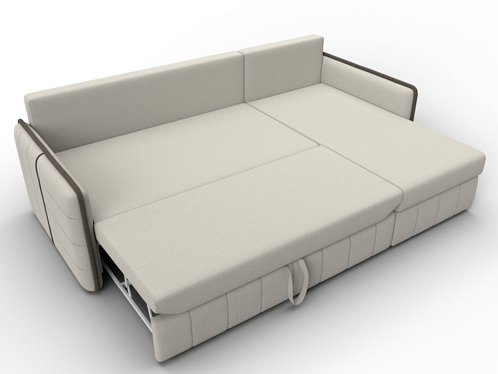 Диван угловой Лига-078 угол универсальный РОГОЖКА Амур 02 бежевый Амур 05 коричневый