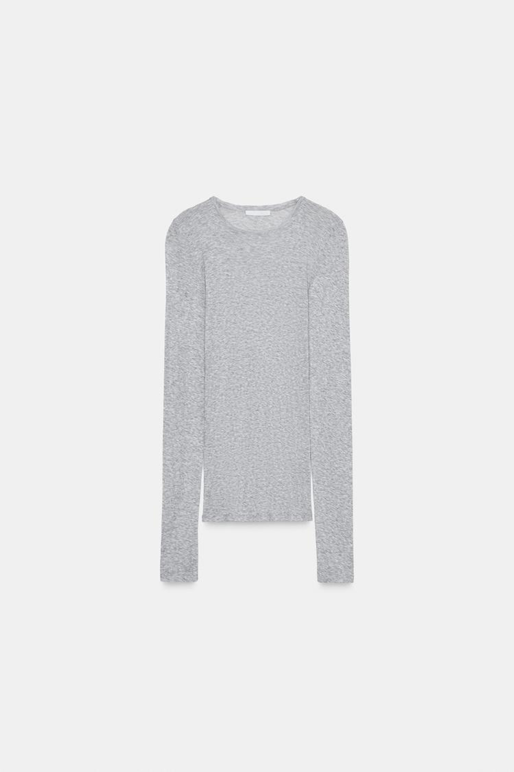 ZARA ФУТБОЛКА ИЗ ХЛОПКА SUPIMA®, СЕРЫЙ МЕЛАНЖ