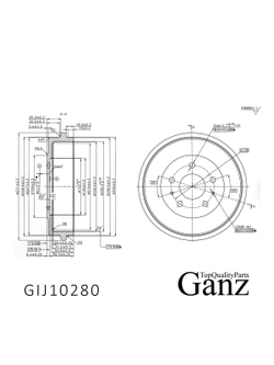 Барабан тормозной FORD C-MAX/FOCUS II GANZ GIJ10280