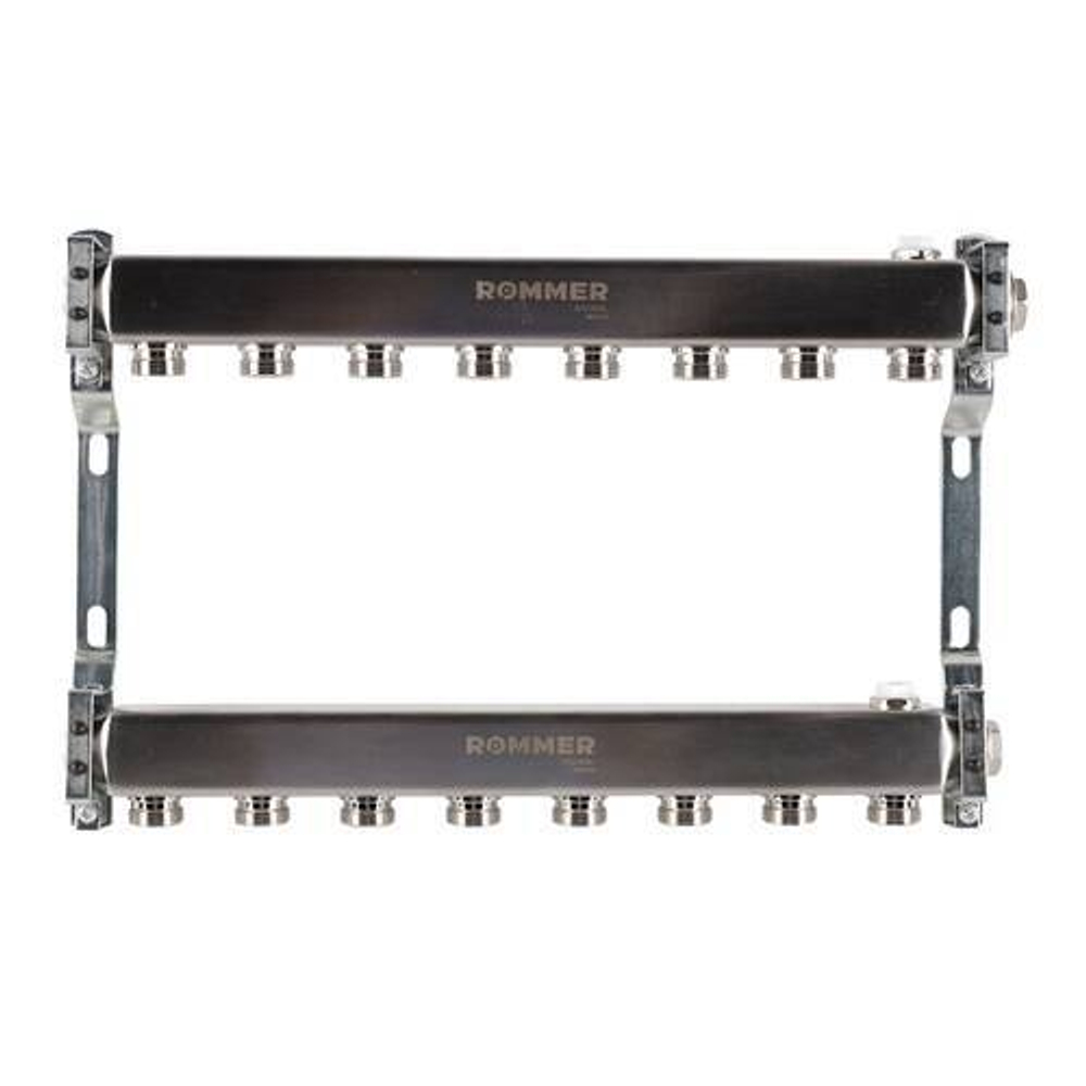 Коллекторная группа для радиаторного отопления ROMMER RMS4401 - 1" на 8 контуров 3/4"EK
