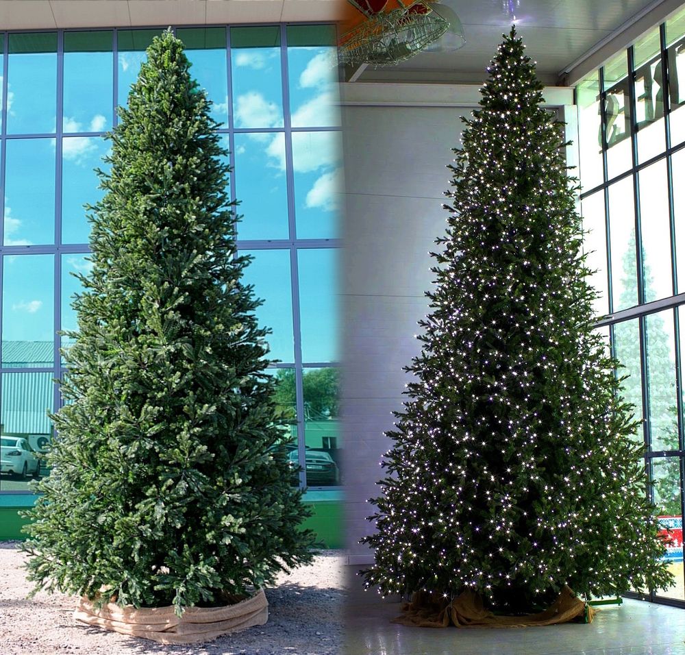 большая елка новогодняя ствольная "Сказочная" с встроенной гирляндой