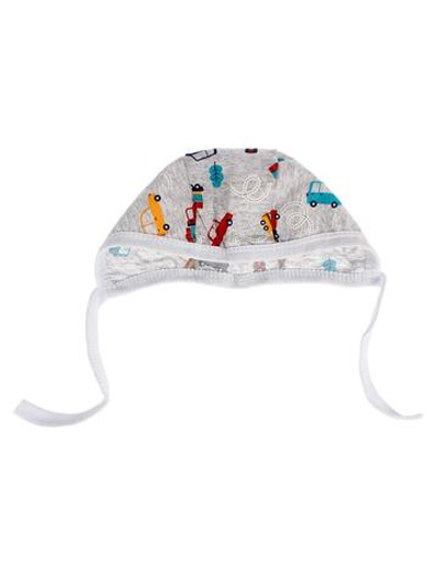 Чепчик детский, серый/машинки, р.68см 7665232