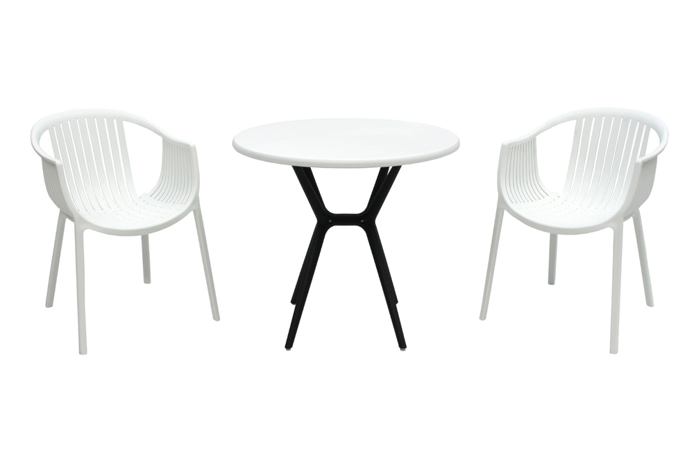 Набор мебели ЭСКАЛЕЙТ  арт.PP0004WPб+PP9901WRбч белый, черный,  (2стула ЭСКАЛЕЙТ бел+стол ТЕОРИ бел черн ножками)