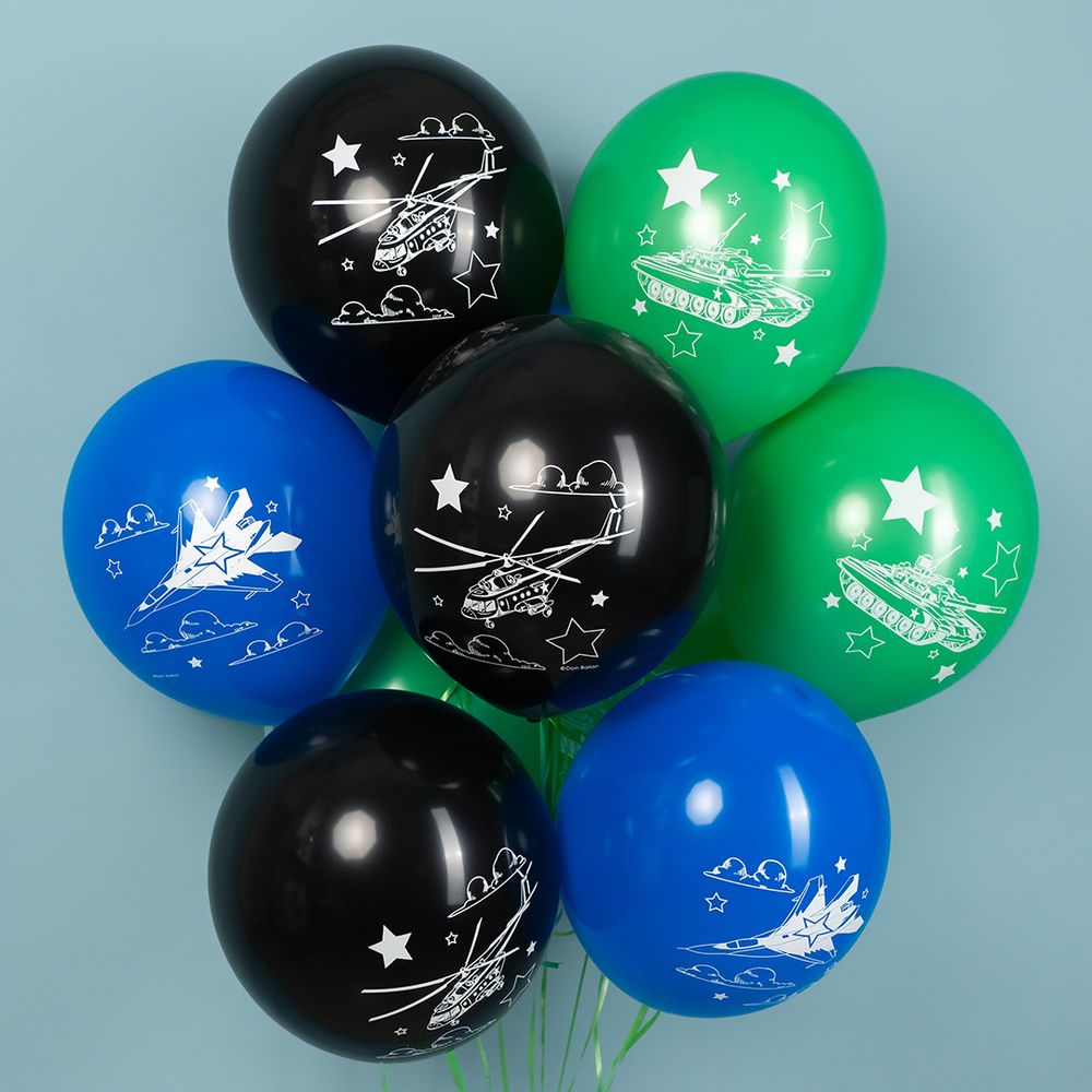 Шар (12''/30 см) Военная техника, Ассорти, пастель, 2 ст, 25 шт.