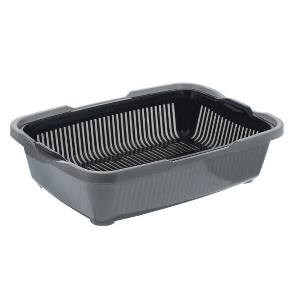 Туалет для котят с сеткой серебро-черный