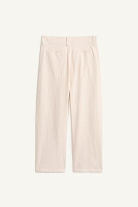 ZARA БРЮКИ ИЗ СМЕСОВОГО ХЛОПКА, ЦВЕТ СЛИВОЧНОГО МАСЛА