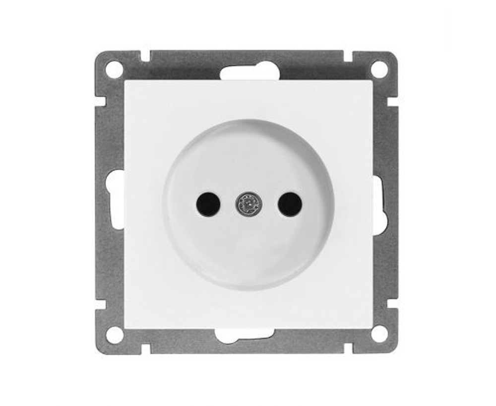 Розетка одноместная "UNIVersal" серия "Афина" без заземления,скрытой установки, 16А, 220В, цвет белая (еврослот)