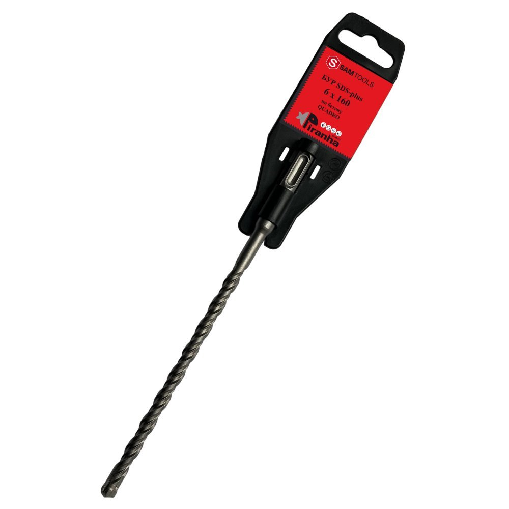 Бур по бетону 18х310 с крестовой пластиной sds-plus Piranha Samtools Quadro