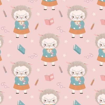 Овечка на розовом фоне