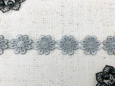 Кружево плетеное, ш. 2,2-2,5 см, светло-серый