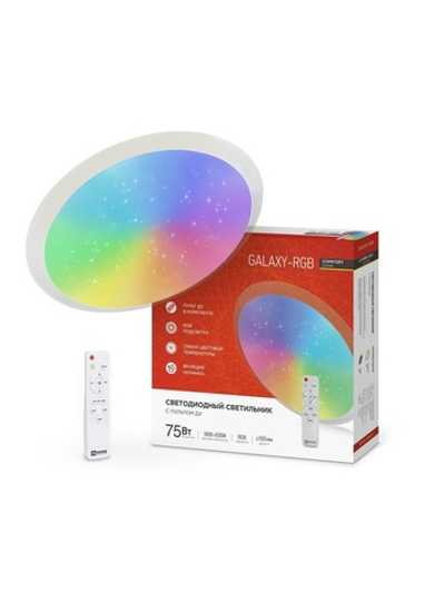 Светильник светодиодный COMFORT GALAXY-RGB 75Вт 3000-6500К 6000лм 230В 555х85мм с пультом ДУ IN HOME 4690612044613