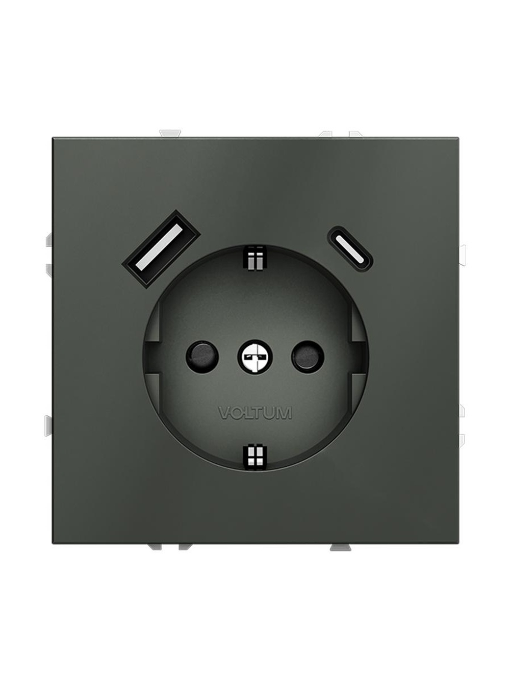 Розетка 1-м СП S70 16А с USB A+С с заземл. защ. шторки механизм титан Voltum VLS040506