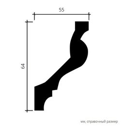 Карниз пенополиуретан, 2000x55x64 мм