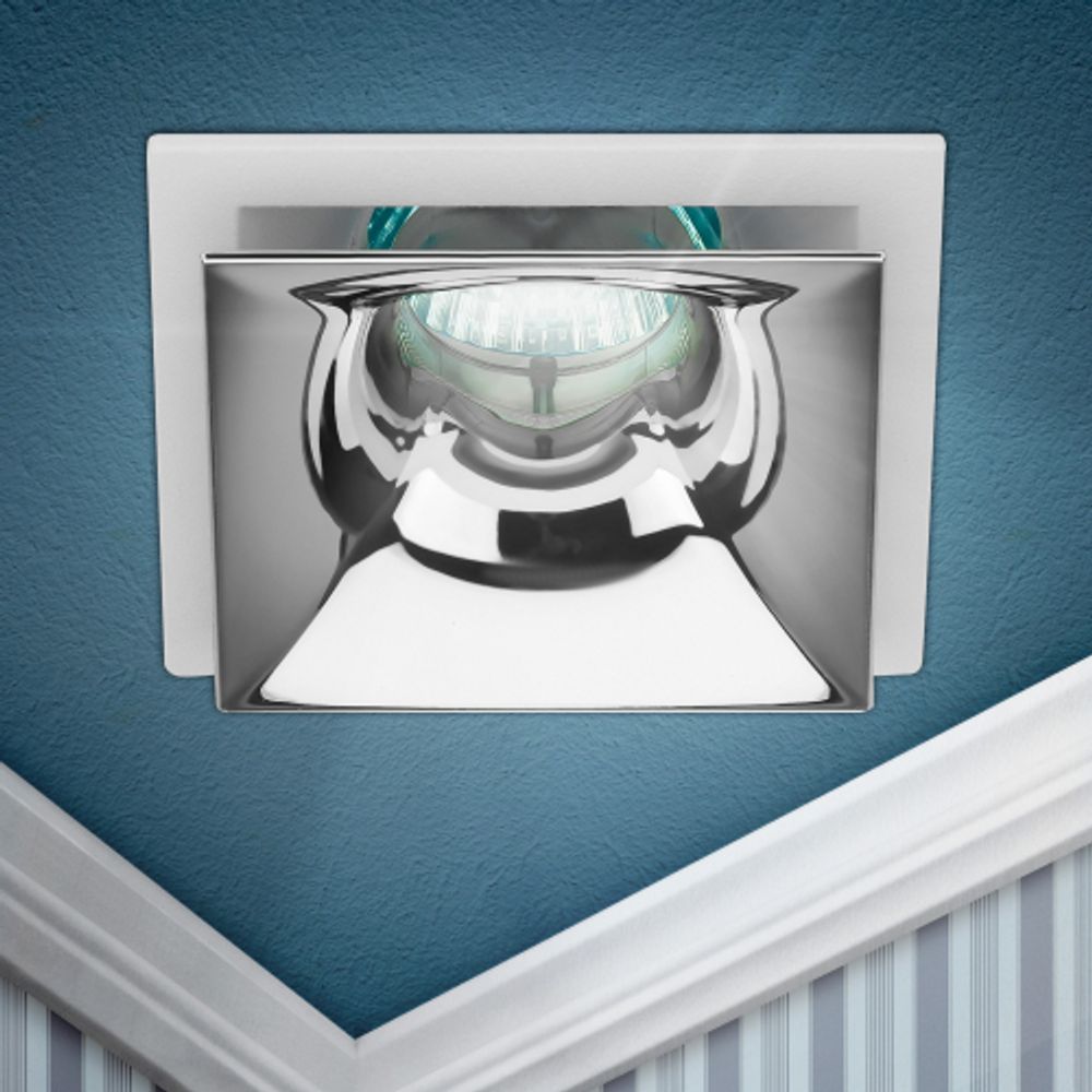 Встраиваемый светильник декоративный ЭРА KL102 WH/CH MR16 GU5.3 белый хром | Декоративные встраиваемые светильники