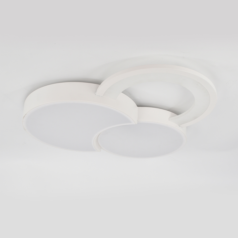 Потолочный светодиодный светильник 53Вт, 3162лм, 3000-6000K, Ra>80, плавная регулировка мощности, изменение цветовой температуры, пульт, металл/акрил, белый