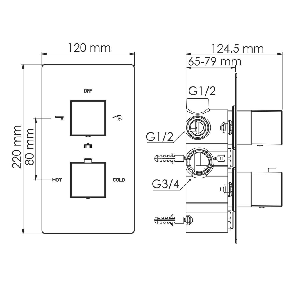 Alme 1544 Thermo Термостатический смеситель для ванны и душа