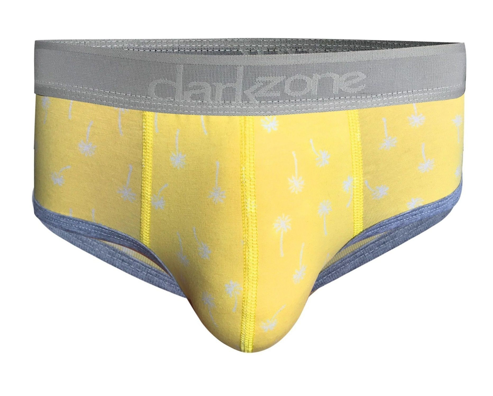 Желтые хлопоковые трусы-брифы с принтом в виде пальм (Размер: M) (Цвет: желтый)