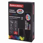 Маркер меловой "POP-ART" ЧЕРНЫЙ, 15 мм, сухостираемый, для гладких поверхностей, BRAUBERG, 151544