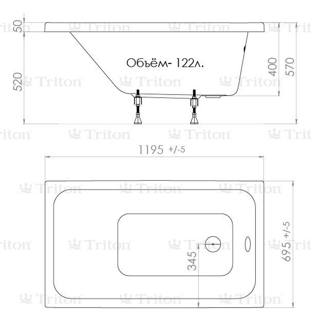 Ванна акриловая Triton Ультра 120 см