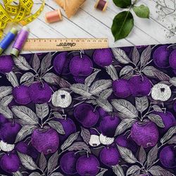 Ткань премиум атлас контрастные фрукты