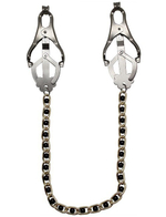 Мощные зажимы для груди с золотистой цепочкой с черными бусинками (Цвет: серебряный, золотистый, черный)