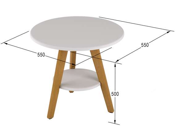 Стол журнальный ХОГ белый/дуб светлый