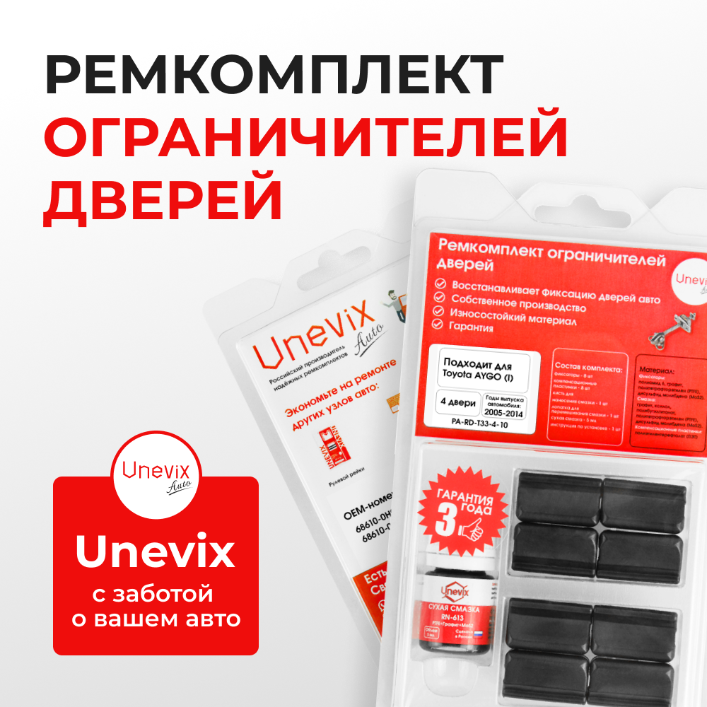 Ремкомплект ограничителей дверей Toyota AYGO (I) 10 (4 двери, тип 33) 2005-2014