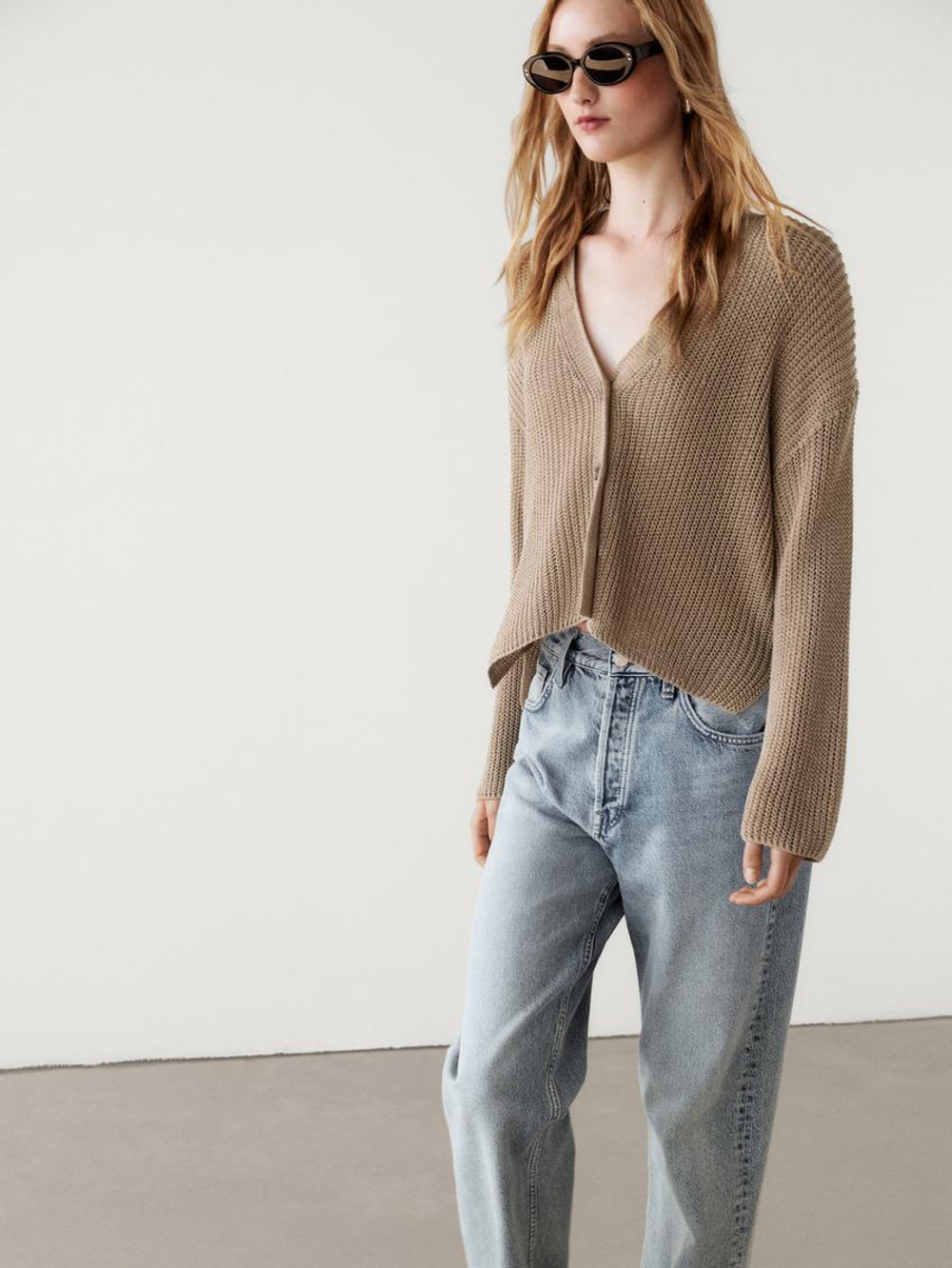 Massimo Dutti Вязаный кардиган, золотистый