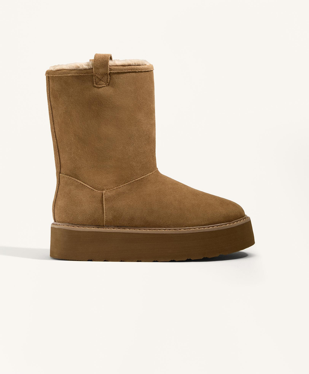 OYSHO Сапоги из спилка на платформе, кротовый