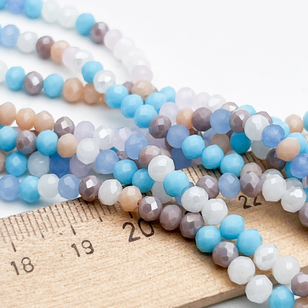 Бусины стекло, цвет микс, размер около 3*4 мм, цена за нить 38 см