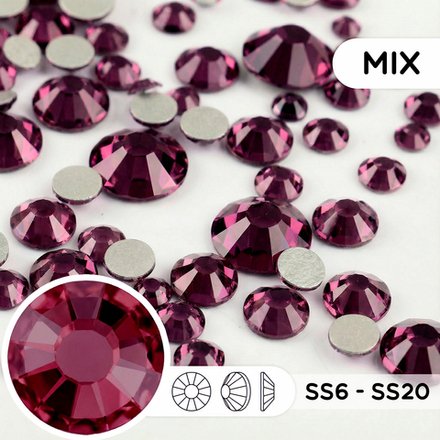 Набор стеклянных страз (mix размеров) — Amethyst