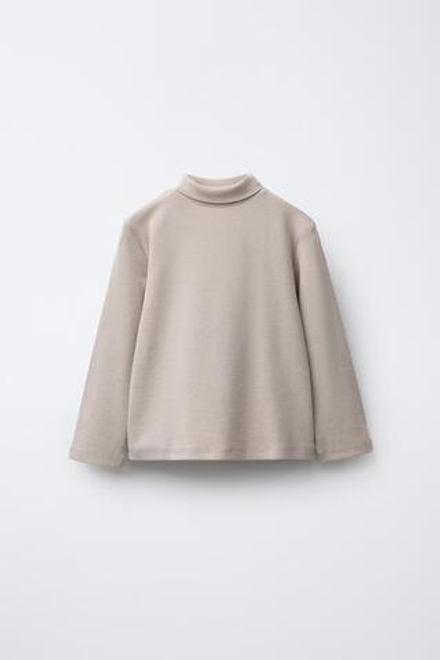 ZARA ТОП С ВОРОТНИКОМ-СТОЙКОЙ, СЕРО-КОРИЧНЕВЫЙ