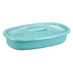 Миска прямоугольная 1,5 л. с крышкой аквамарин