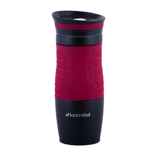 Термокружка 380 мл. из нержавеющей стали Kamille KM 2069A с TPR-вставкой