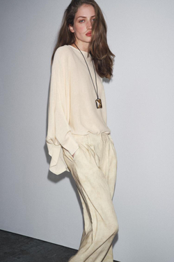 ZARA ОДНОТОННЫЙ ДЖЕМПЕР, ЭКРЮ