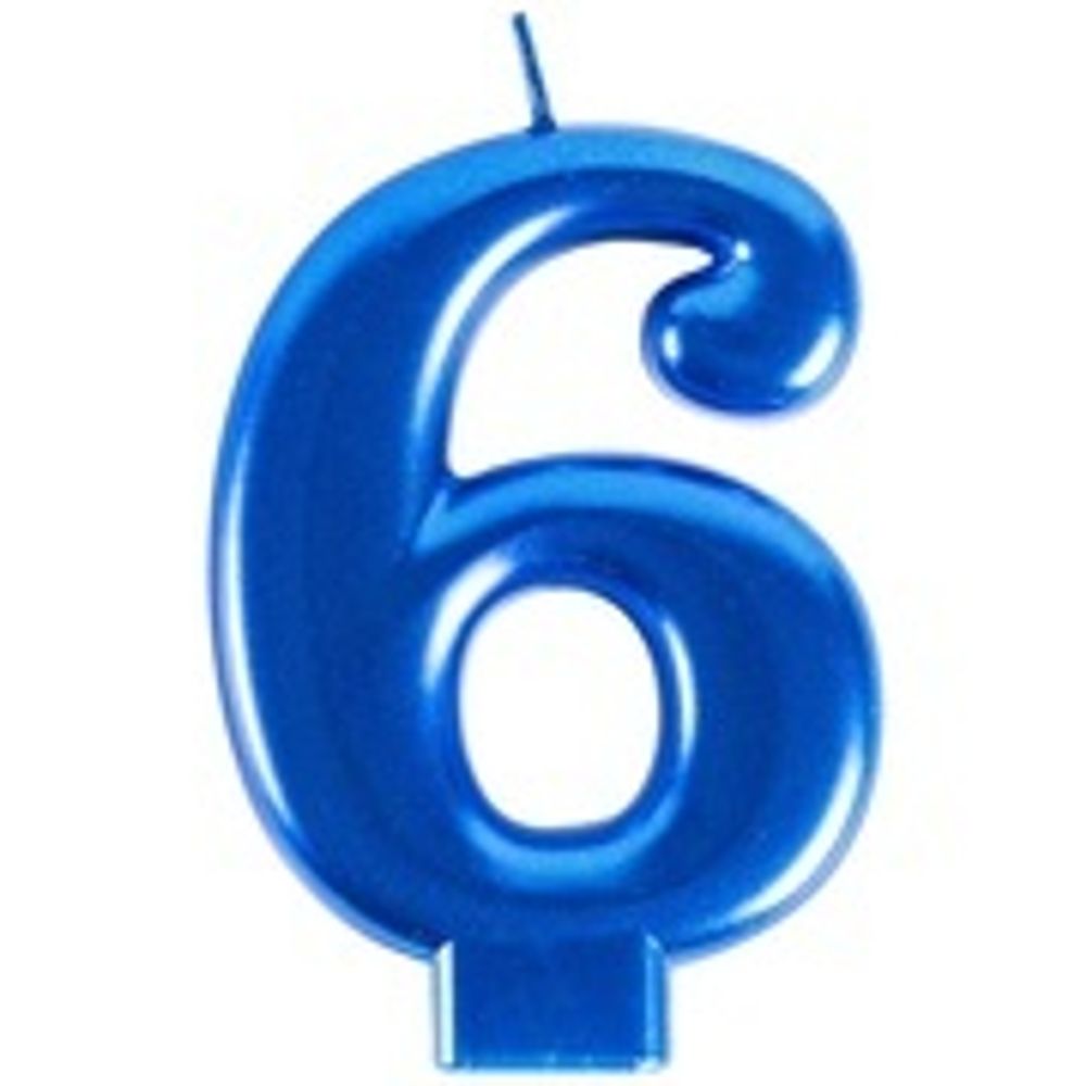 Свеча -цифра &quot;6&quot; Синяя 8см/G