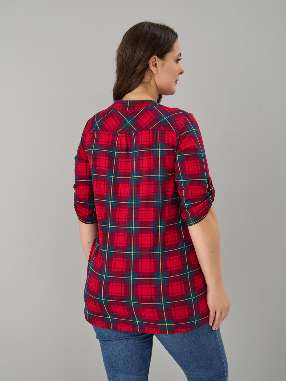 Блузка БЛ-131/красносиняя-клетка