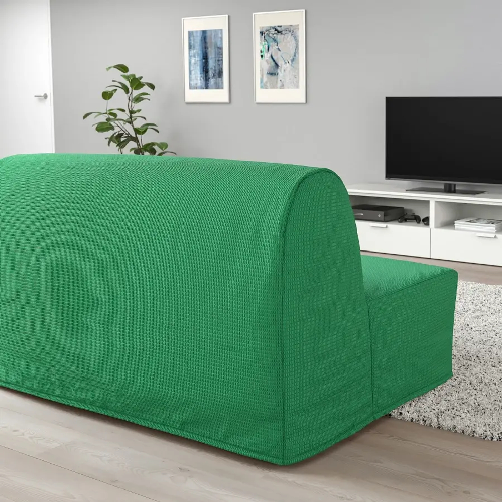 Диван 2-местный - IKEA LYCKSELE LÖVÅS/ЛИКСЕЛЕ ЛЕВОС ИКЕА, 87х100х142 см, зеленый