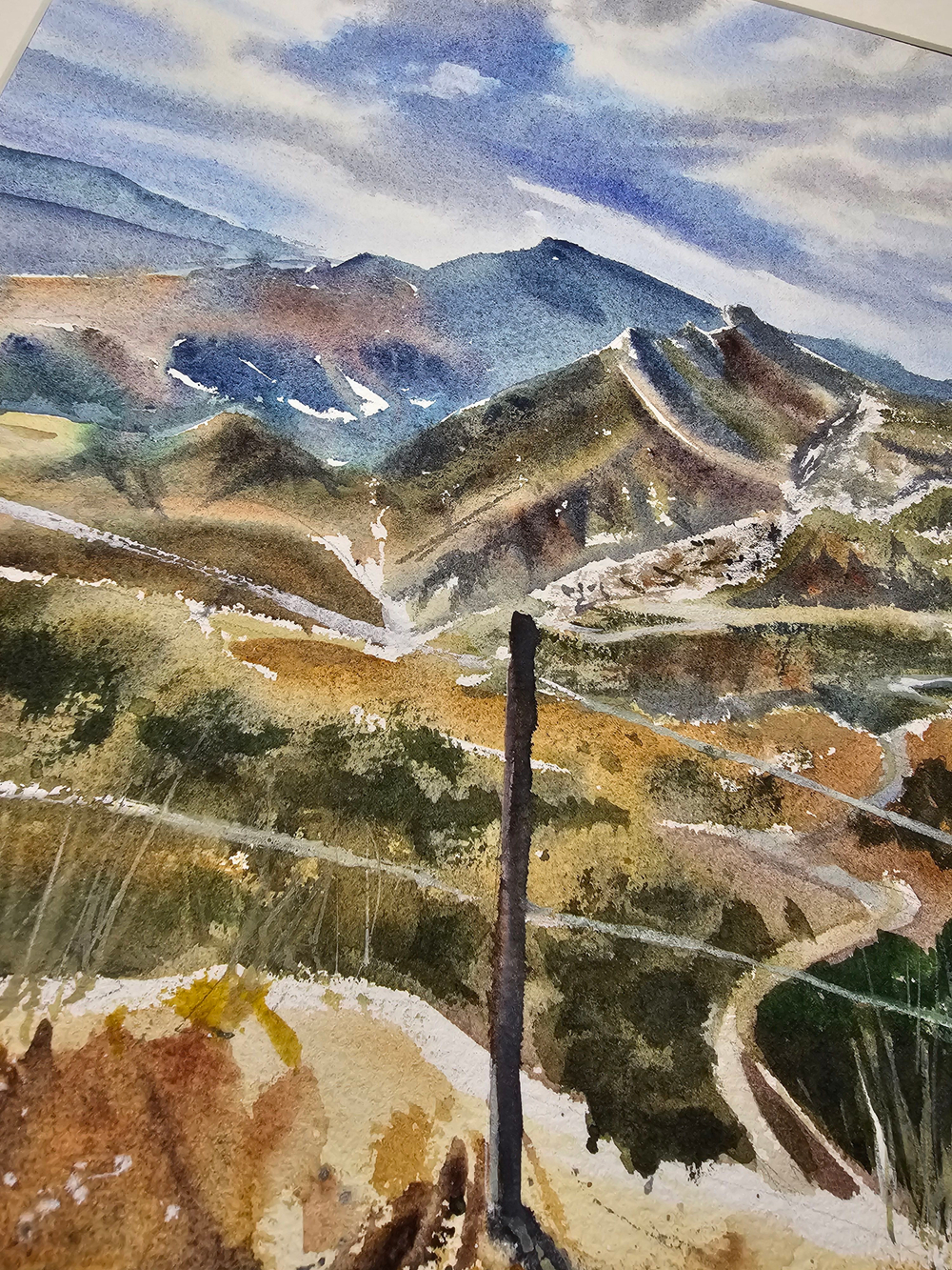 Картина авторская акварельная в паспарту 40х50 см на стену для интерьера "Аул Гуниб. Дагестан"