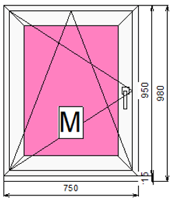 Пластиковое окно 950 х 750 ТермА Эко + Москитная сетка