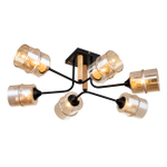 Потолочный светильник 6x60Вт E27,  металл/стекло/дерево, черный/прозрачный плафон