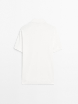 Massimo Dutti Футболка-поло с коротким рукавом из смесового льна, кремовый