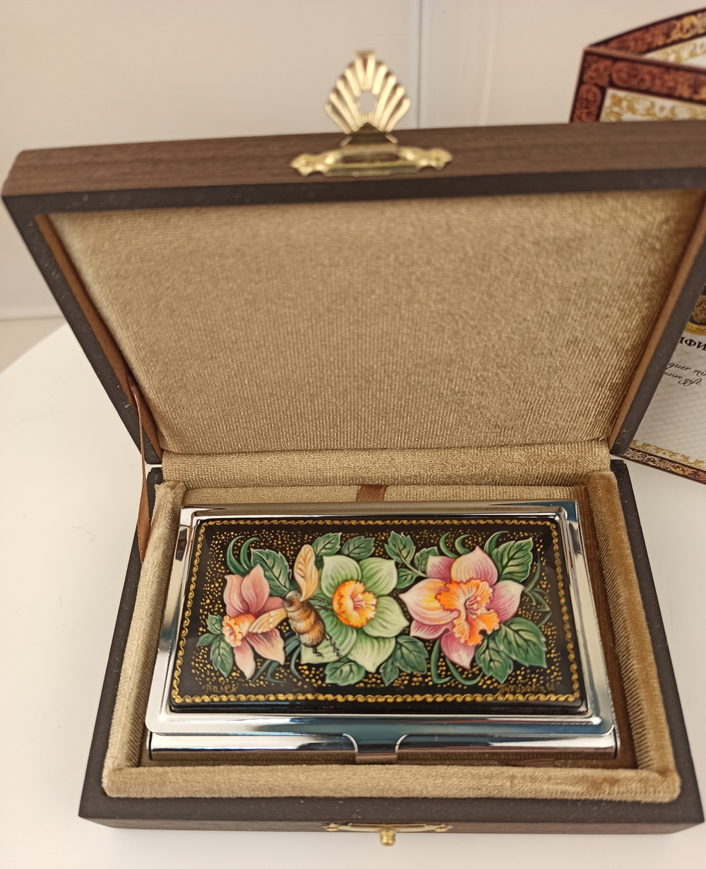 Визитница "Нарциссы" (роспись Палех)