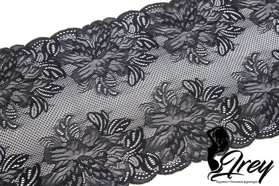 Кружево эластичное 22 см, арт. 03-115, черный