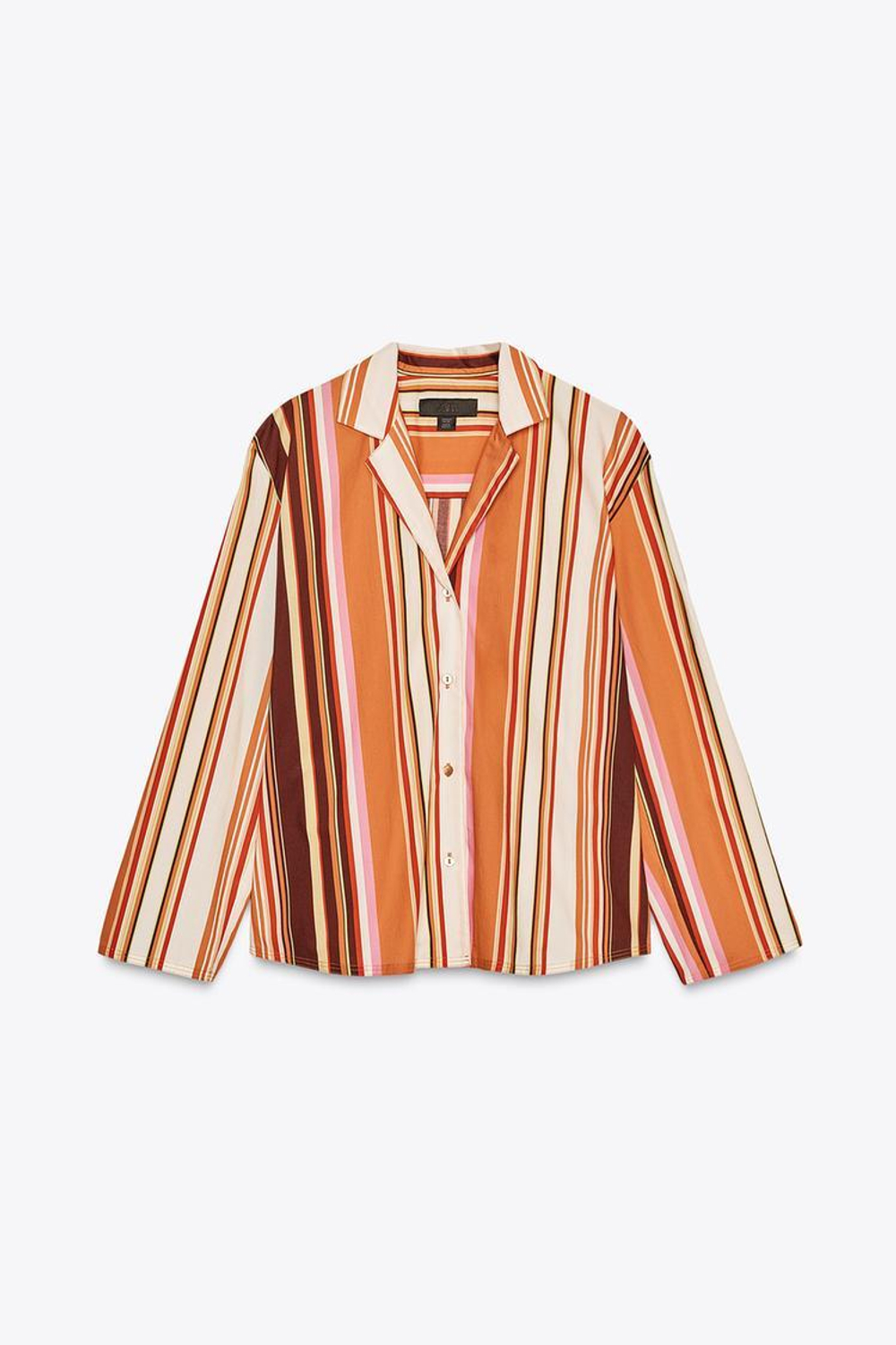 ZARA РУБАШКА В ПОЛОСКУ В ПИЖАМНОМ СТИЛЕ — ZW COLLECTION, РАЗНОЦВЕТНЫЙ