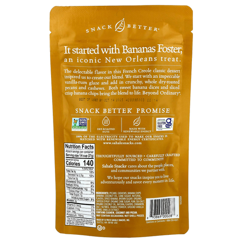 Sahale Snacks, Глазированная смесь, банан и ром и пекан, 113 г (4 унции)